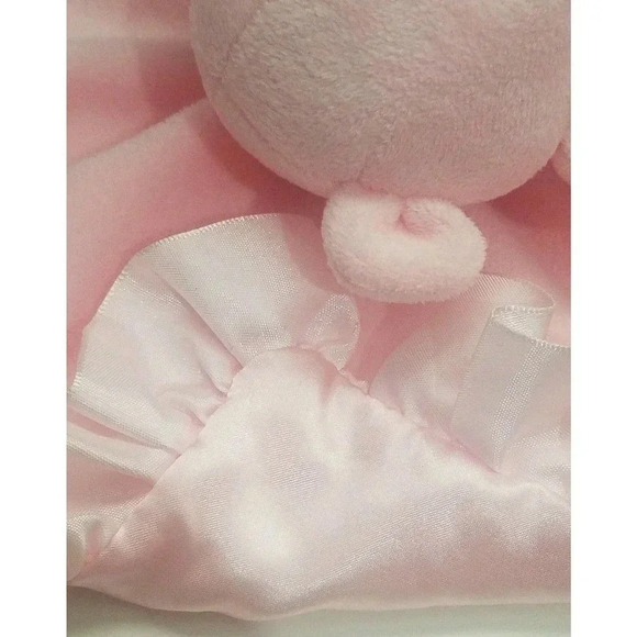 Carter's Plush Teddy Bear Rattle Lovey Security Blanket Pink Satin Trim 13" - Picture 4 of 5